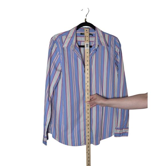 Lauren Ralph Lauren Blue Striped Button-Down Collared Long Sleeve Sz 14 Preppy - Picture 7 of 10